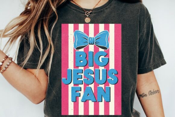 Big Jesus Fan Christian Bow Design Png