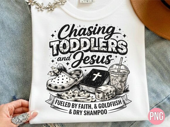 Chasing Toddlers and Jesus PNG Shirt for T-Shirt Designs