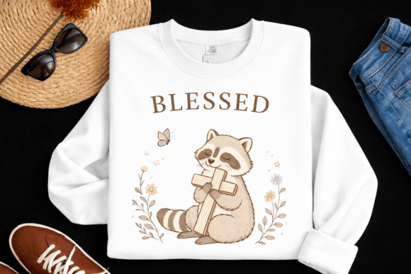Christian Faith Raccoon Blessed PNG