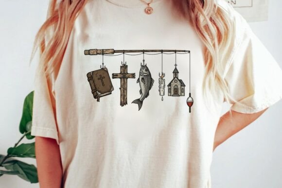 Christian Fishers of Men Fishing Rod PNG T-Shirt Designs