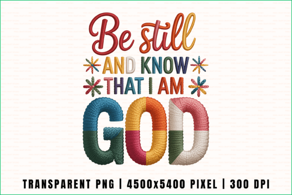 Christian Trust God Embroidery Style PNG for T-Shirt Designs