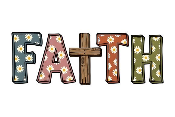 Daisy Floral Faith Cross Christian PNG