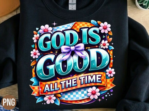 God is Good Christian Faith Floral PNG for T-Shirt Designs