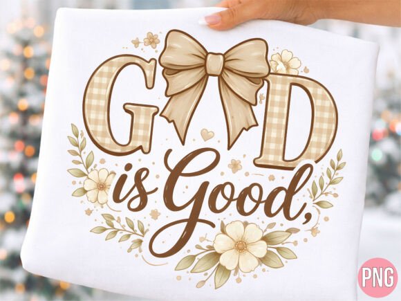 God is Good Plaid Bow Floral Christian T-Shirt Designs