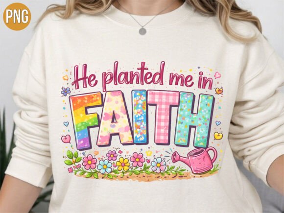 He Planted Me in Faith Christian PNG for T-Shirt Designs