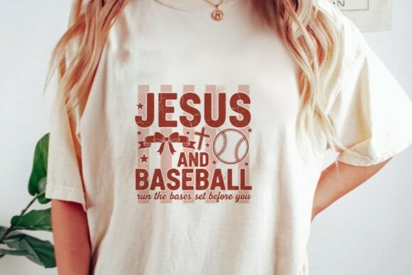 Jesus and Baseball Distressed Art Png for T-Shirt Designs