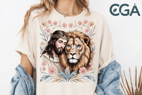 Jesus and Lion of Judah PNG for T-Shirt Designs