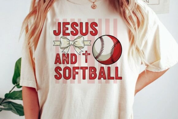 Jesus and Softball Christian Sport PNG T-Shirt Designs