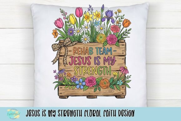 Jesus is My Strength Floral Faith Design T-Shirt Designs