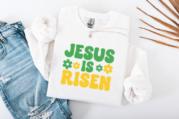 Jesus is Risen Retro Easter Christian T-Shirt Designs