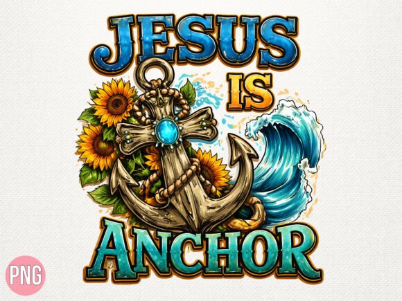 Jesus My Anchor Nautical Christian PNG for T-Shirt Designs