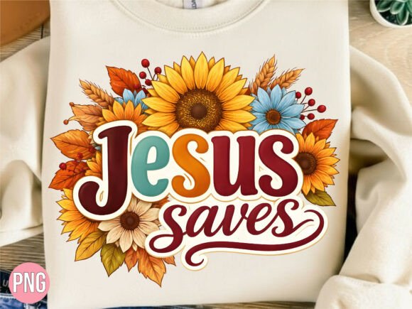 Jesus Saves Fall Sunflower Floral PNG