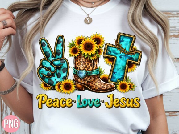 Peace Love Jesus Western Christian PNG for T-Shirt Designs