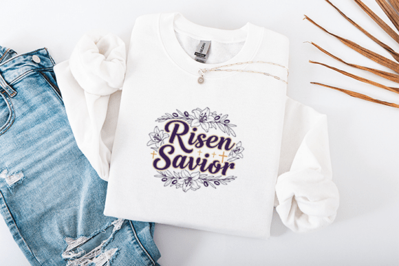 Risen Savior Easter SVG Christian Floral T-Shirt Design