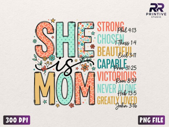 She is Mom Inspirational Christian PNG for T-Shirt Designs