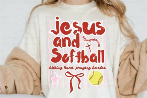 Striped Jesus and Softball PNG for T-Shirt Designs